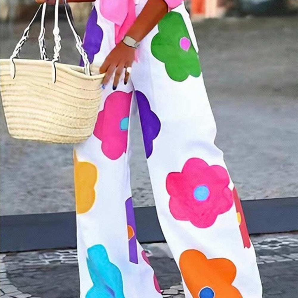 NWOT Floral Wide Leg Floral Pants